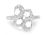 White Opal Rhodium Over 925 Sterling Silver Floral Ring For Women