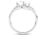 White Opal Rhodium Over 925 Sterling Silver Floral Ring For Women