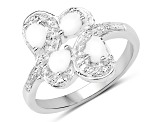 White Opal Rhodium Over 925 Sterling Silver Floral Ring For Women