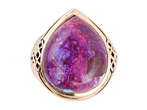 Barse Jewelry Purple Turquoise Gold Tone Teardrop Ring