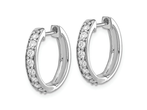 Rhodium Over 14K White Gold Lab Grown Diamond SI1/SI2, G H I, Hinged Hoop Earrings