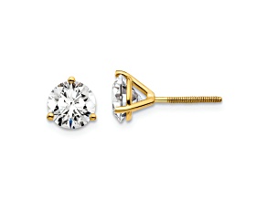 14K Yellow Gold Certified Lab Grown Diamond 2ct. VS/SI GH+, 3 Prong Screwback Earrings