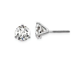 Rhodium Over 14K Gold Certified Lab Grown Diamond 2ct. VS/SI GH+, 3 Prong Screwback Earrings