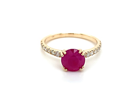 10K Yellow Gold Round Ruby and Diamond Ring 1.99ctw