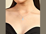 Round Blue Topaz and White Sapphire Sterling Silver Pendant With Chain