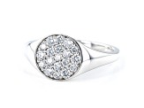 White Lab-Grown Diamond 14kt White Gold Signet Ring 0.50ctw