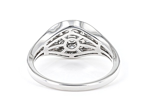 Round White Lab-Grown Diamond, 14kt White Gold Signet Ring 0.50ctw