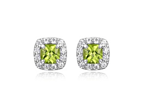 Green Peridot Platinum Over Sterling Silver Earrings