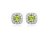 Green Peridot Platinum Over Sterling Silver Earrings