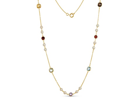 Multi-Gem 14k Yellow Gold Necklace 5.40ctw