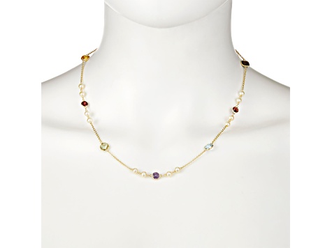 Multi-Gem 14k Yellow Gold Necklace 5.40ctw