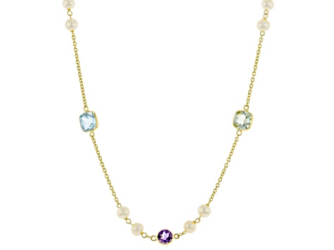 Multi-Gem 14k Yellow Gold Necklace 5.40ctw