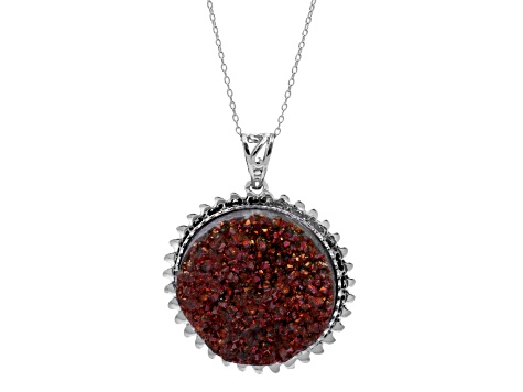 Drusy Quartz Sterling Silver Pendant 25.00ctw