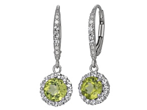 Green Peridot Sterling Silver Dangle Earrings 2.32ctw