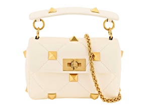 Valentino Garavani Roman Stud Small Crossbody Bag Ivory Nappa Leather