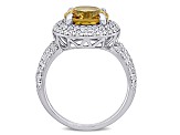 Citrine and White Topaz Sterling Silver Double Halo Ring 5.63ctw