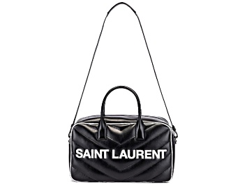 Picture of Saint Laurent Miles Logo Black Calf Leather Duffel Bowling Bag