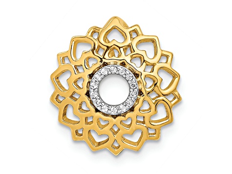 Rhodium Over 14k Yellow Gold Diamond Sahasrara/Crown Chakra Chain Slide Pendant