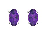 5x3mm Oval Amethyst 14k White Gold Stud Earrings