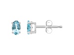 5x3mm Oval Aquamarine 14k White Gold Stud Earrings