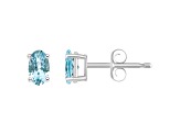 5x3mm Oval Aquamarine 14k White Gold Stud Earrings