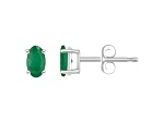 5x3mm Oval Emerald 14k White Gold Stud Earrings