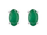 5x3mm Oval Emerald 14k White Gold Stud Earrings