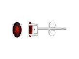 5x3mm Oval Garnet 14k White Gold Stud Earrings