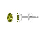 5x3mm Oval Peridot 14k White Gold Stud Earrings