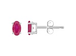 5x3mm Oval Ruby 14k White Gold Stud Earrings