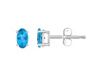 5x3mm Oval Blue Topaz 14k White Gold Stud Earrings