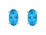 5x3mm Oval Blue Topaz 14k White Gold Stud Earrings