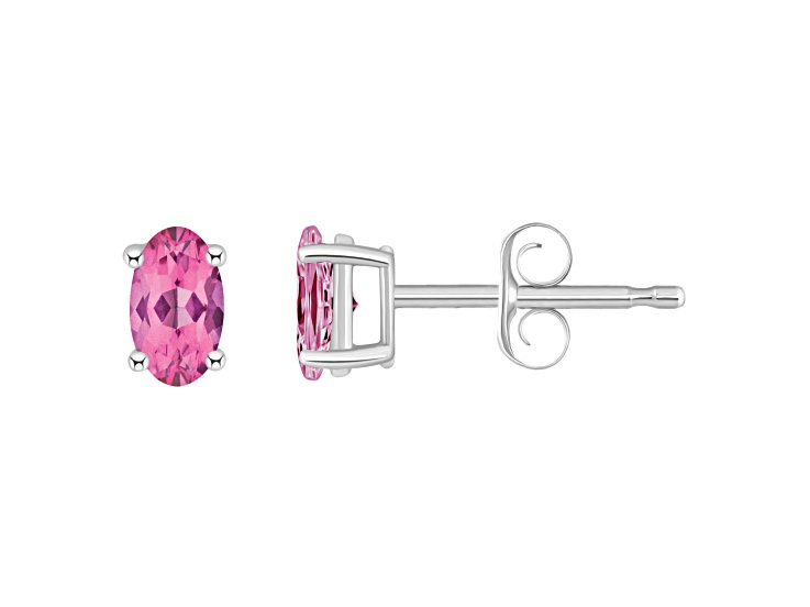 5x3mm Oval Pink Topaz 14k White Gold Stud Earrings