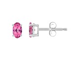 5x3mm Oval Pink Topaz 14k White Gold Stud Earrings