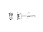 5x3mm Oval White Topaz 14k White Gold Stud Earrings
