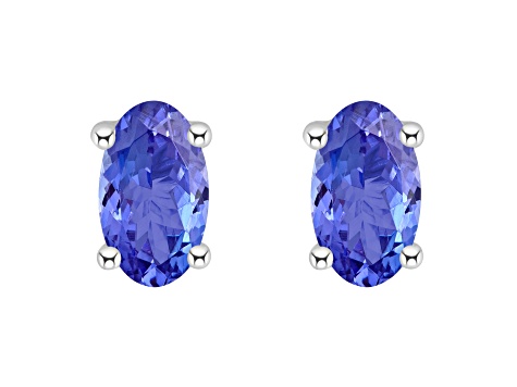 5x3mm Oval Tanzanite 14k White Gold Stud Earrings