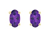 5x3mm Oval Amethyst 14k Yellow Gold Stud Earrings