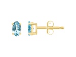 5x3mm Oval Aquamarine 14k Yellow Gold Stud Earrings