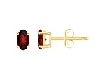 5x3mm Oval Garnet 14k Yellow Gold Stud Earrings