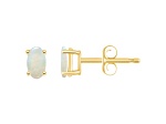 5x3mm Oval Opal 14k Yellow Gold Stud Earrings