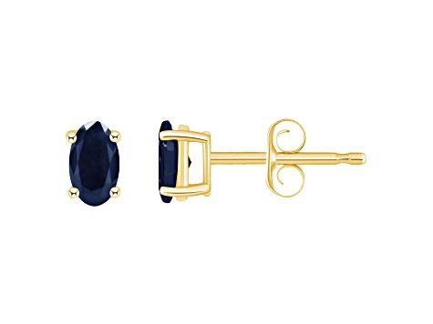 5x3mm Oval Sapphire 14k Yellow Gold Stud Earrings