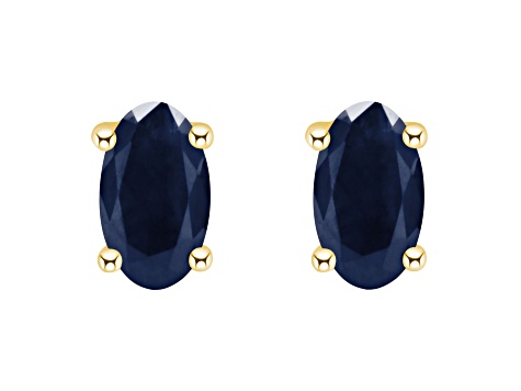 5x3mm Oval Sapphire 14k Yellow Gold Stud Earrings