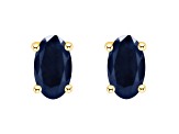 5x3mm Oval Sapphire 14k Yellow Gold Stud Earrings