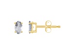 5x3mm Oval White Topaz 14k Yellow Gold Stud Earrings