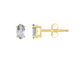 5x3mm Oval White Topaz 14k Yellow Gold Stud Earrings