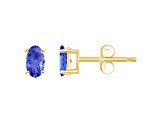 5x3mm Oval Tanzanite 14k Yellow Gold Stud Earrings