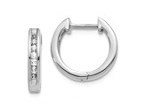 Rhodium Over 10k White Gold 1/2", 0.245ctw Diamond Hinged Hoop Earrings