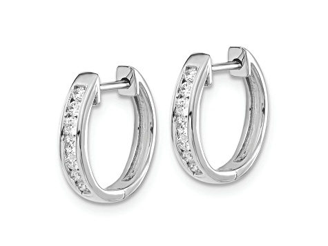 Rhodium Over 10k White Gold 1/2", 0.245ctw Diamond Hinged Hoop Earrings