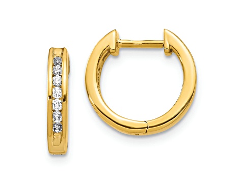 10k Yellow Gold 1/2", 0.245ctw Diamond Hinged Hoop Earrings