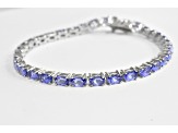 Oval Tanzanite Rhodium Over Sterling Silver Bracelet, 19.23ctw